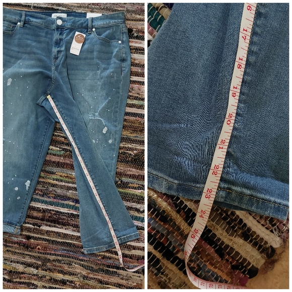 Lane Bryant NWT Light Wash Paint Splatter Signature Fit Boyfriend Capri Jeans 18 - Picture 12 of 15